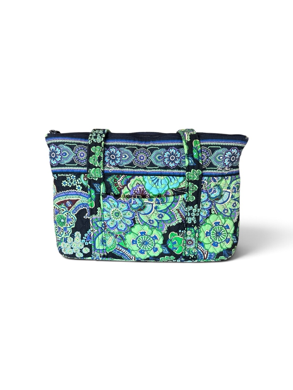 Vera Bradley Floral Tote Bag in Navy, Black & Green EUC